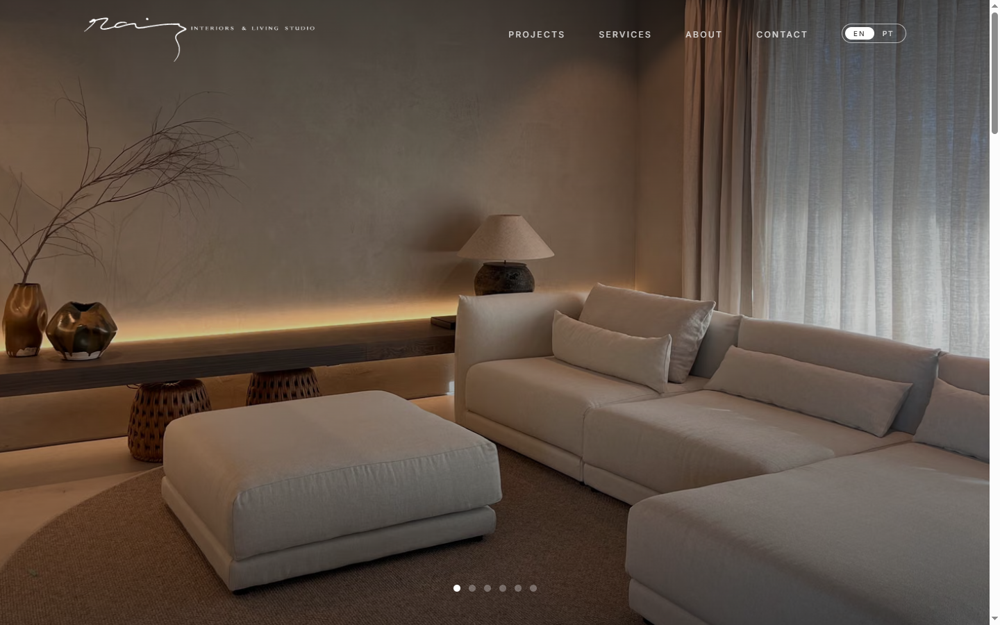 Mockup do site Raiz Interiors